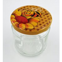 Round jar with twist off lid flower bee honeycomb for...