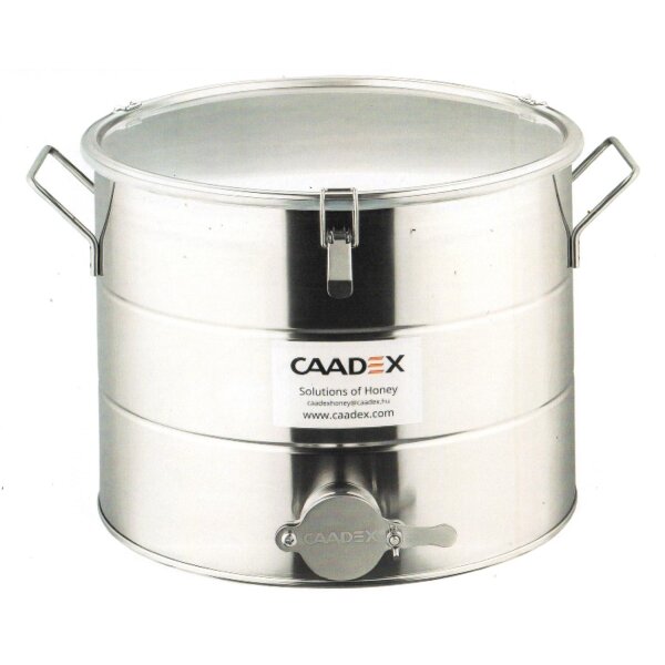 Stainless steel honey filling container with lid and tension lock (35kg honey)